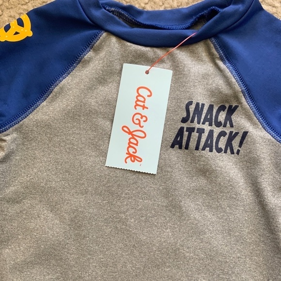 Cat & Jack 18 Month Summer Shark Rashguard Swim Top Blue Gray UPF 50+ P4 - Picture 5 of 6
